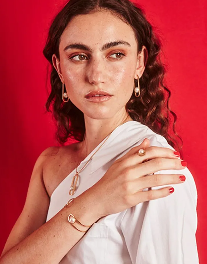 Cheap Majorica Gold Atenea Ring With Half Pearl
