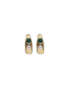 Discount Majorica Gold Feme Big Hoop Earrings With Pearls And Green Agates