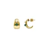 Fashion Majorica Gold Feme Small Hoop Earrings With Pearls And Green Agates