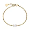 New Majorica Gold Plated Chain Bracelet Nuada In Steel And White Pearl