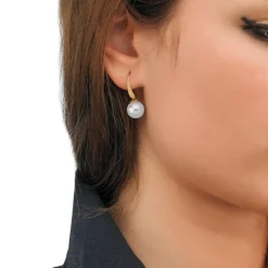 Store Majorica Gold Plated Earrings Nuada With 10Mm White Pearl