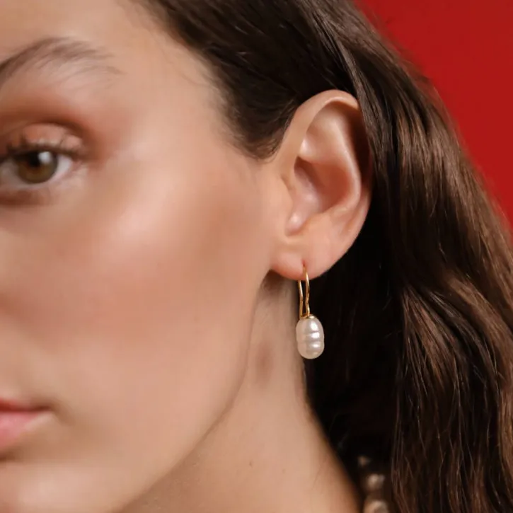 Online Majorica Gold Plated Earrings Tender With 8Mm Barroque Pearl
