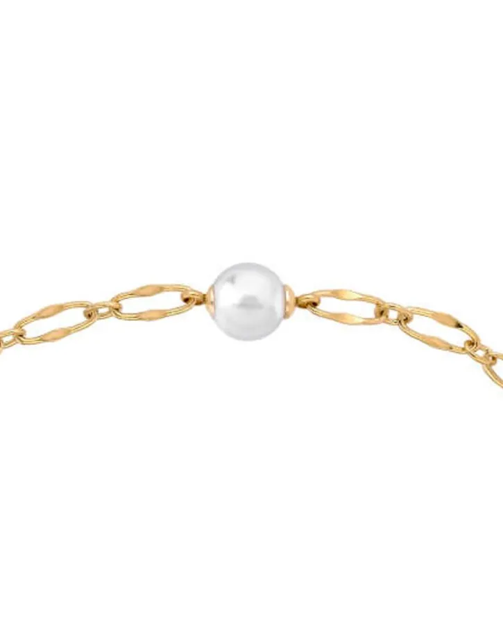 Best Majorica Gold Plated Link Bracelet Cies With White Pearl