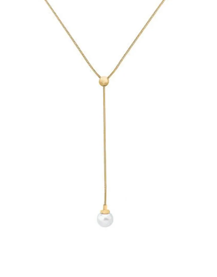 Best Sale Majorica Gold Plated Necklace Alba With White Pearl