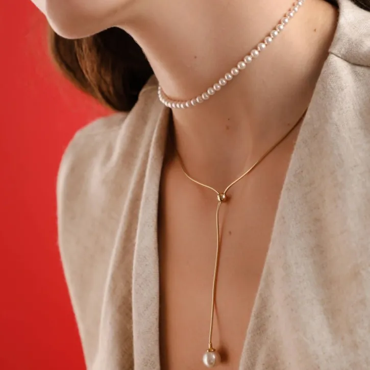 Best Sale Majorica Gold Plated Necklace Alba With White Pearl
