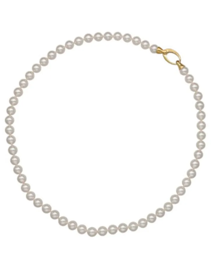 Flash Sale Majorica Gold Plated Necklace Lyra 45Cm And 6Mm White Pearls