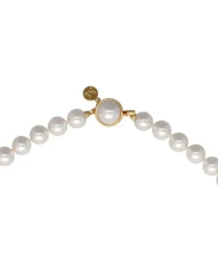 Store Majorica Gold Plated Necklace Lyra With 8Mm White Pearl 40Cm Tab Lock