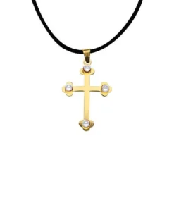 Best Sale Majorica Gold Trinity Cross Pendant With Pearls