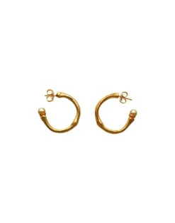 Best Majorica Golden Bamboo Hoop Earrings With Champagne Pearls