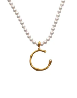 Best Majorica Golden Bamboo Pendant With Champagne-Coloured Pearl