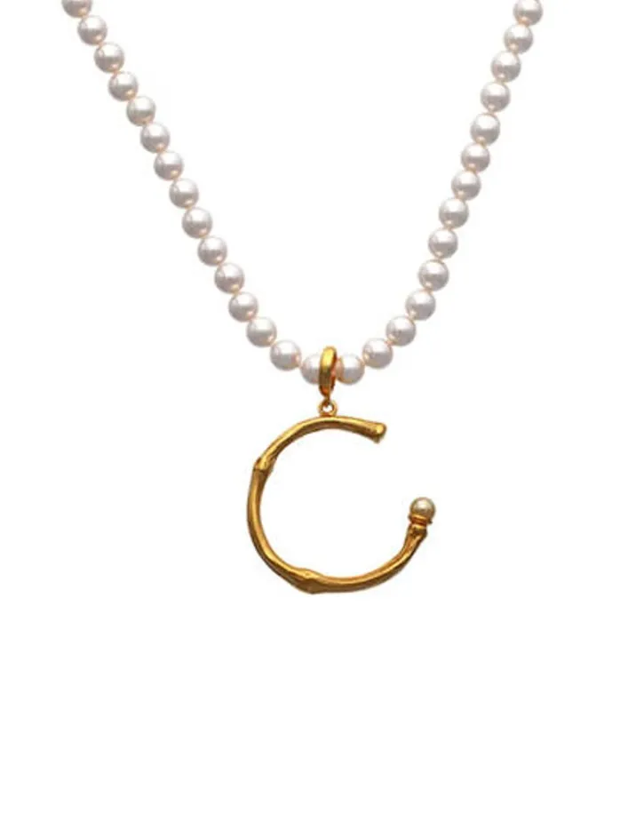 Best Majorica Golden Bamboo Pendant With Champagne-Coloured Pearl