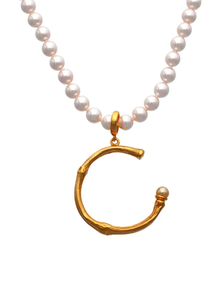 Best Majorica Golden Bamboo Pendant With Champagne-Coloured Pearl