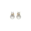 Fashion Majorica Golden Silver Earrings Selene With 12Mm White Pearl And Zircons