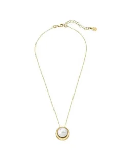 Clearance Majorica Golden Silver Margot Necklace With An Embedded Round Pearl