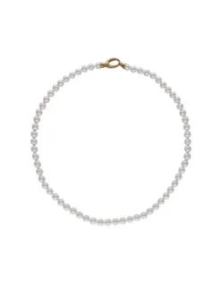 Cheap Majorica Golden Silver Necklace Lyra 7Mm 45Cm