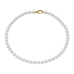Cheap Majorica Golden Silver Necklace Lyra 7Mm 45Cm
