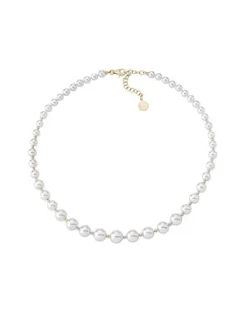 Outlet Majorica Golden Silver Necklace Lyra 6/10Mm 43Cm