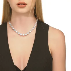 Outlet Majorica Golden Silver Necklace Lyra 6/10Mm 43Cm