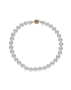 Cheap Majorica Golden Silver Necklace Lyra 10Mm 45Cm