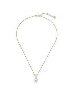 Cheap Majorica Golden Silver Pendant Selene With 10Mm White Pearl And Zircons