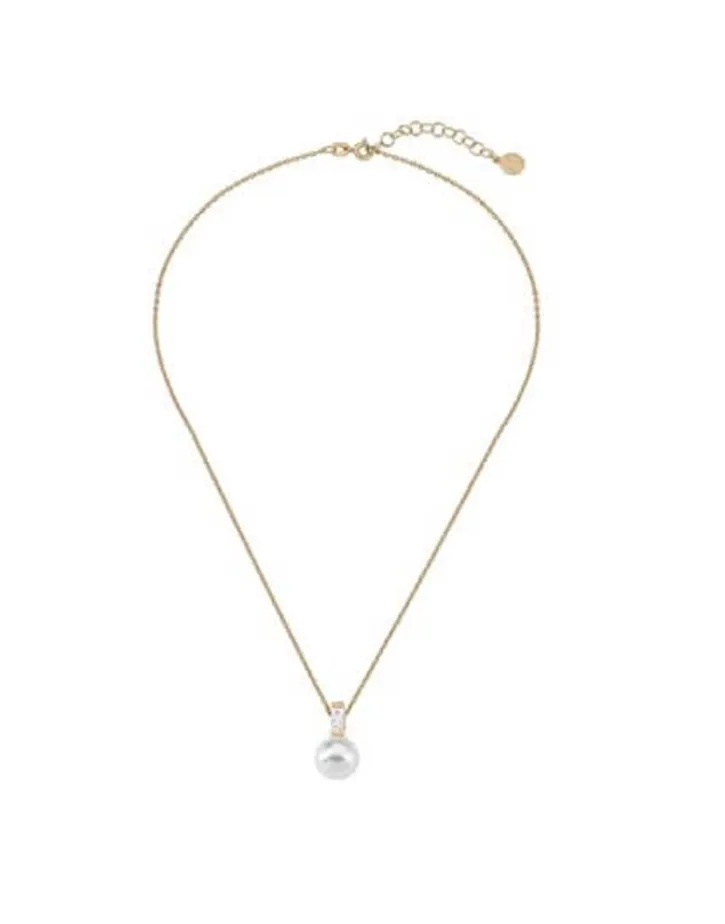Cheap Majorica Golden Silver Pendant Selene With 10Mm White Pearl And Zircons
