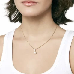 Cheap Majorica Golden Silver Pendant Selene With 10Mm White Pearl And Zircons