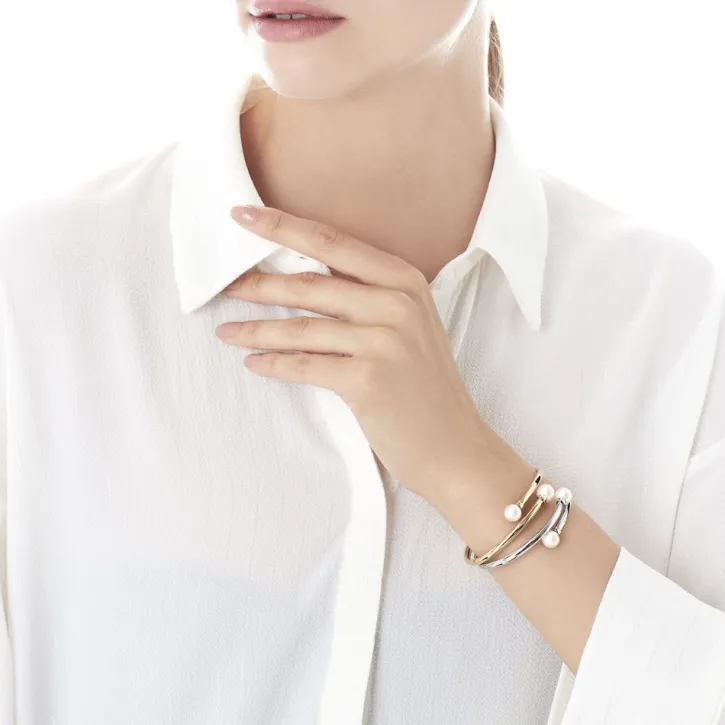 Outlet Majorica Golden Steel Bangle Galatea