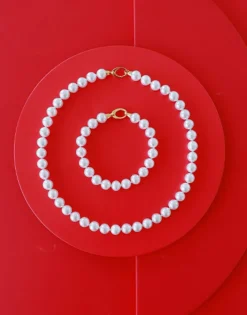 Outlet Majorica Gold-Plated Silver Bracelet With 10Mm White Pearls Lyra
