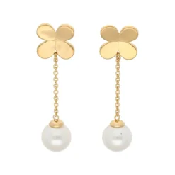Store Majorica Gold-Plated Silver Clover And Pearl Ayanti Earrings