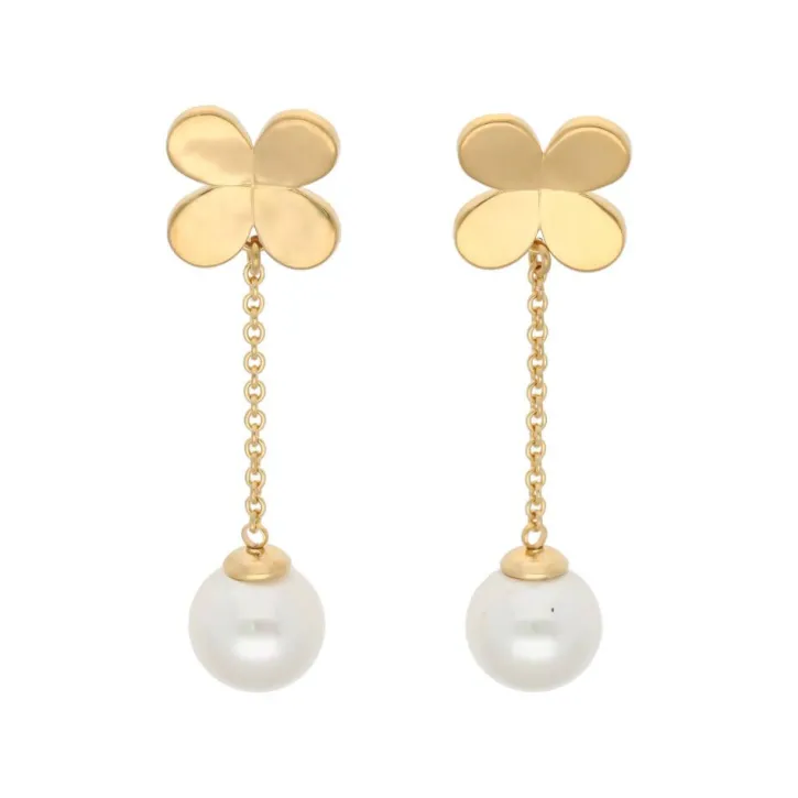 Store Majorica Gold-Plated Silver Clover And Pearl Ayanti Earrings