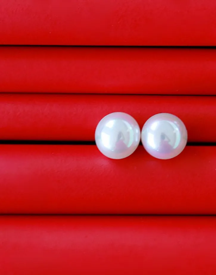 Flash Sale Majorica Gold-Plated Silver Earrings Nuada With 10Mm White Pearl Flattened Round