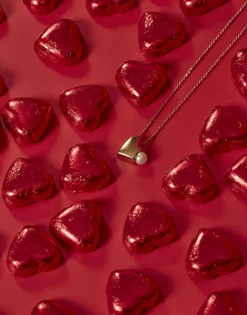 Outlet Majorica Heart Pendant Dolce Cuore In Steel And Heart With White Pearl
