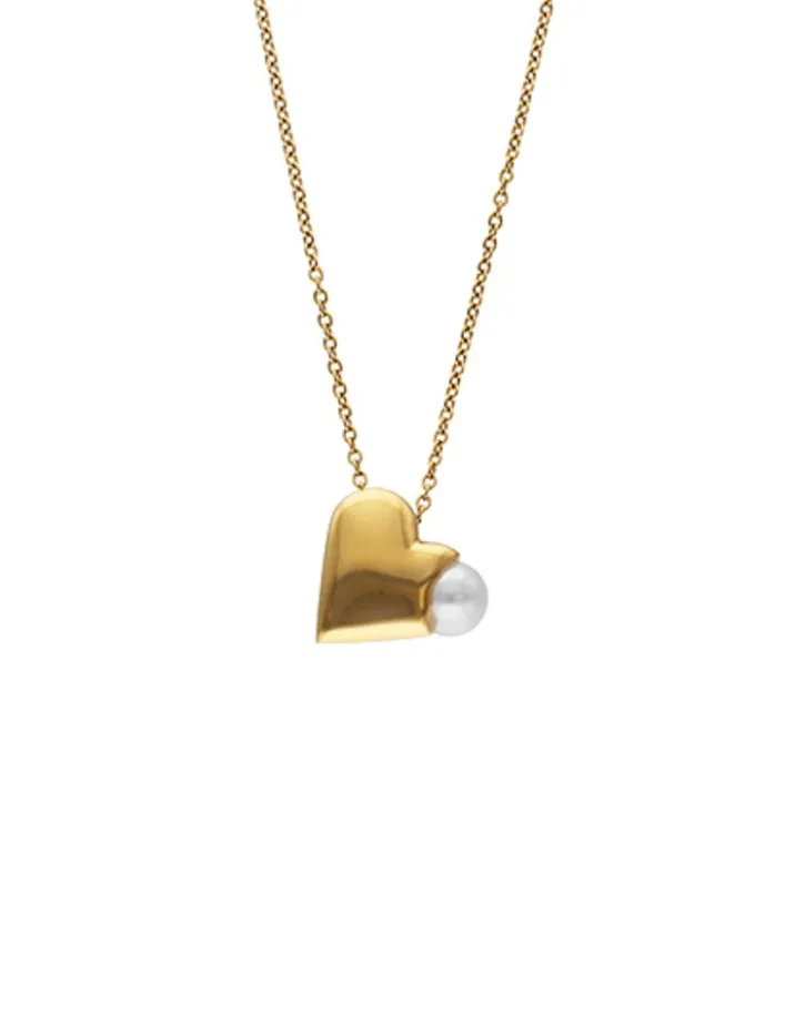 Outlet Majorica Heart Pendant Dolce Cuore In Steel And Heart With White Pearl