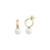 New Majorica Hoop Earrings Chara Gold Plated With White Pearl