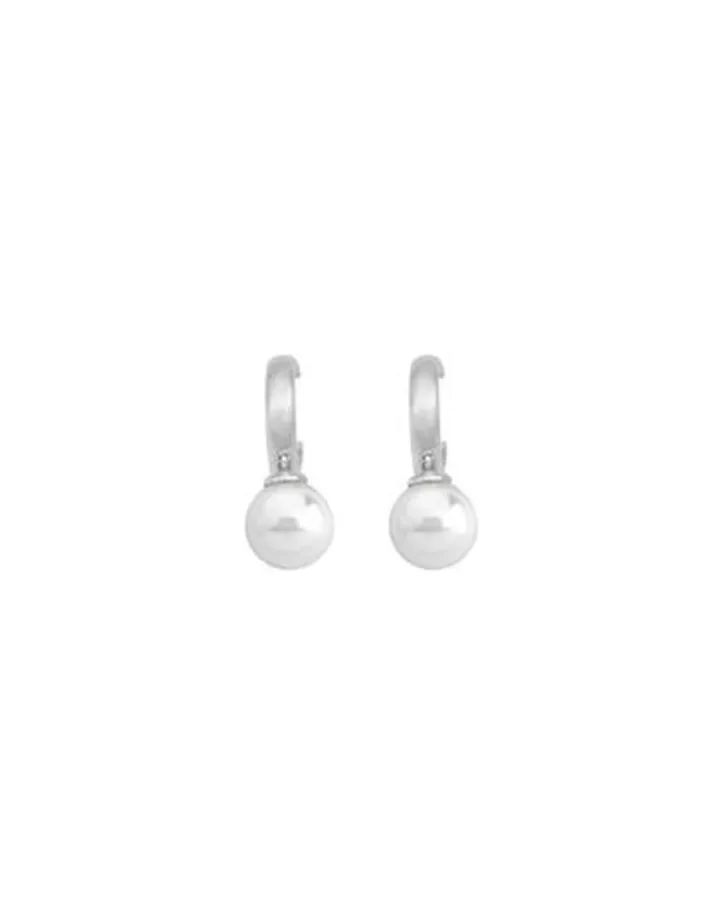 Hot Majorica Hoop Earrings Chara In Silver With White Pearl