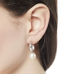 Hot Majorica Hoop Earrings Chara In Silver With White Pearl