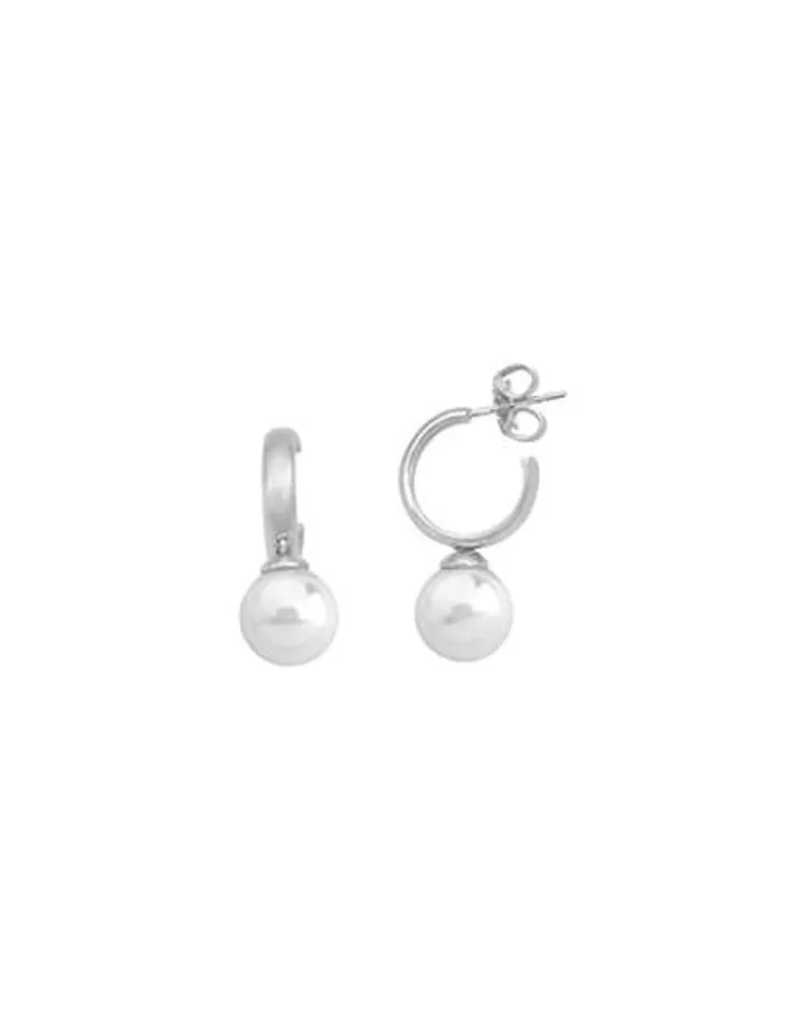 Hot Majorica Hoop Earrings Chara In Silver With White Pearl