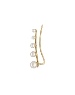 New Majorica Kea Gold Earcuff Earring With Round Pearls