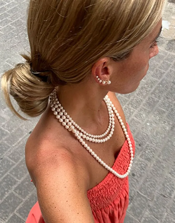 New Majorica Kea Gold Earcuff Earring With Round Pearls