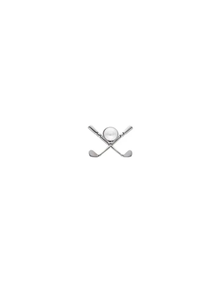 Hot Majorica Le Club Golf Broach In Steel With A White Half Pearl