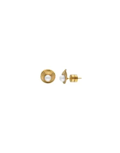 Cheap Majorica Le Palm Pearl Gold-Steel Short Earrings