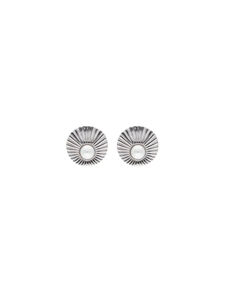 Hot Majorica Le Palm Pearl Steel Earrings With Omega Clasp