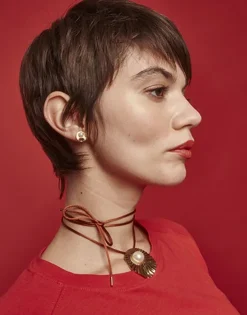 Shop Majorica Le Palm White Pearl Gold-Plated Steel Necklace With Brown Silk Cord