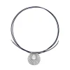 Store Majorica Le Palm White Pearl Steel Necklace With Blue Silk Cord