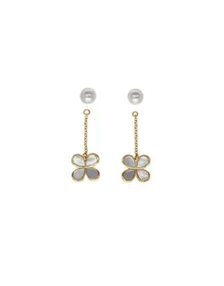 Clearance Majorica Long 2 In 1 Ayanti Earrings With A Round, White Pearl