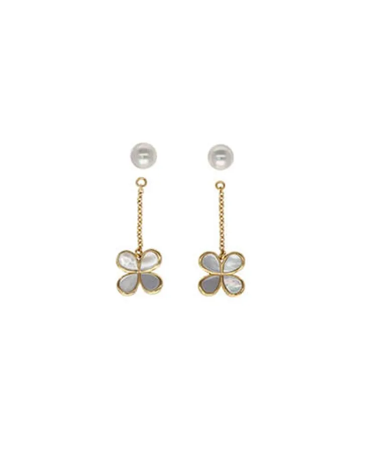 Clearance Majorica Long 2 In 1 Ayanti Earrings With A Round, White Pearl