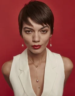 Shop Majorica Long Luar Earrings With Ruby Red Gradient Baroque Pearls