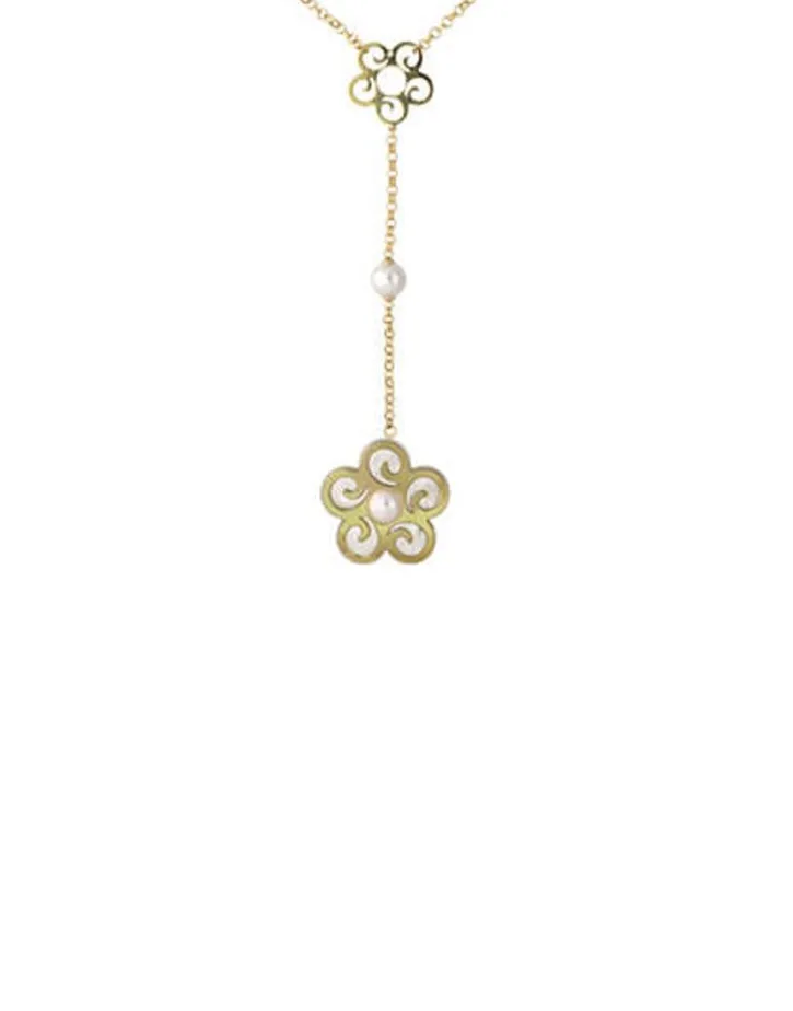 Best Sale Majorica Long Roxana Necklace With A Mother-Of-Pearl Flower
