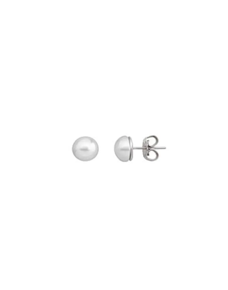 Clearance Majorica Mabe 8Mm White Pearl Earrings In Silver