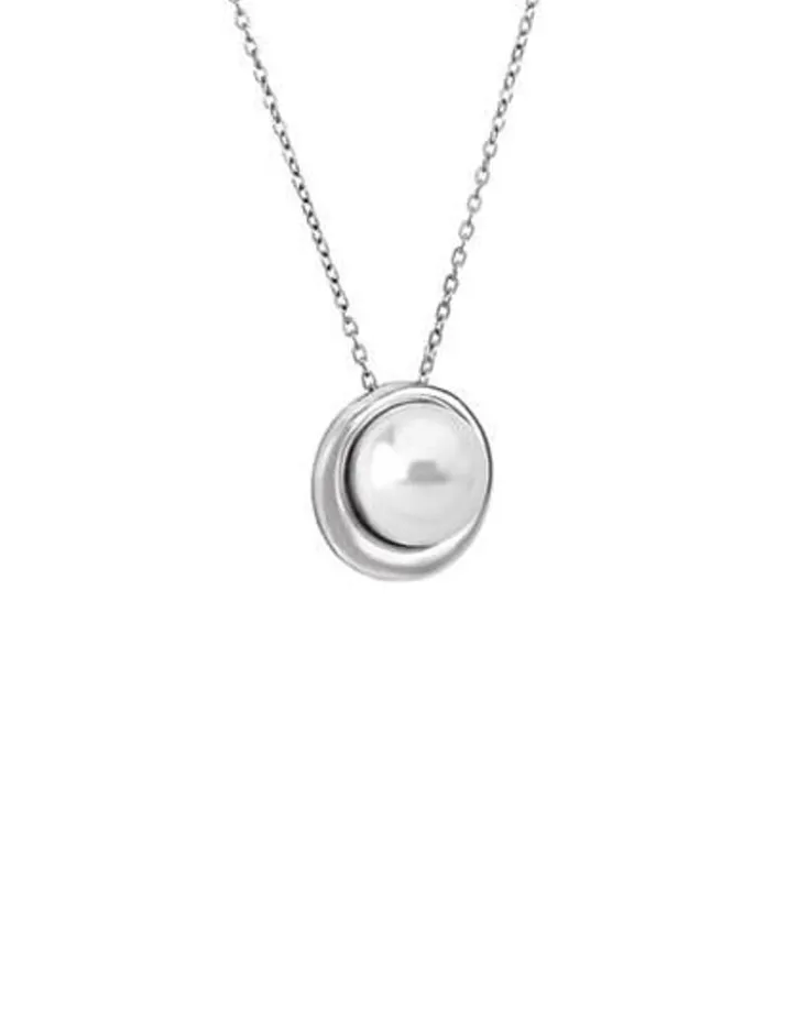 Shop Majorica Margot Silver Necklace With An Embedded Round Pearl